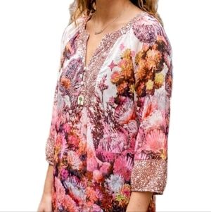 NWOT Anthropologie Fig & Flower 3/4 Sleeve V-neck Blouse S